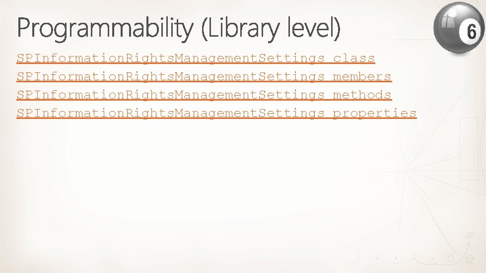 SPInformation. Rights. Management. Settings class members methods properties 