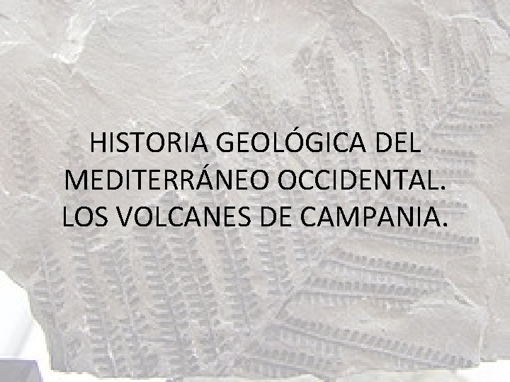 HISTORIA GEOLÓGICA DEL MEDITERRÁNEO OCCIDENTAL. LOS VOLCANES DE CAMPANIA. 