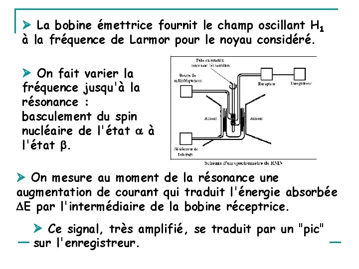  La bobine émettrice fournit le champ oscillant H 1 à la fréquence de