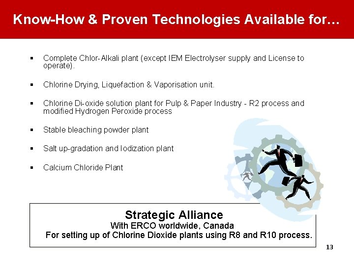 Know-How & Proven Technologies Available for… § Complete Chlor-Alkali plant (except IEM Electrolyser supply Know-How & Proven Technologies Available for… § Complete Chlor-Alkali plant (except IEM Electrolyser supply