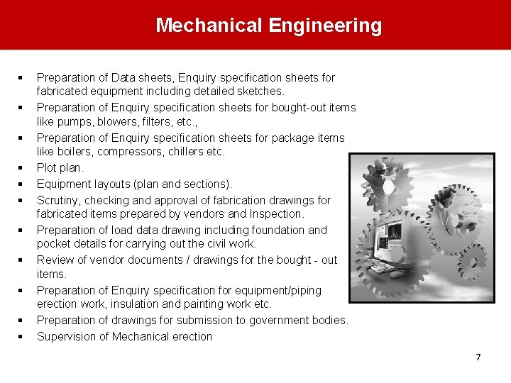 Mechanical Engineering § § § Preparation of Data sheets, Enquiry specification sheets for fabricated Mechanical Engineering § § § Preparation of Data sheets, Enquiry specification sheets for fabricated