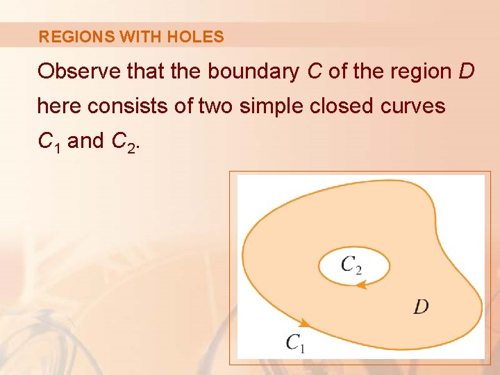 REGIONS WITH HOLES Observe that the boundary C of the region D here consists