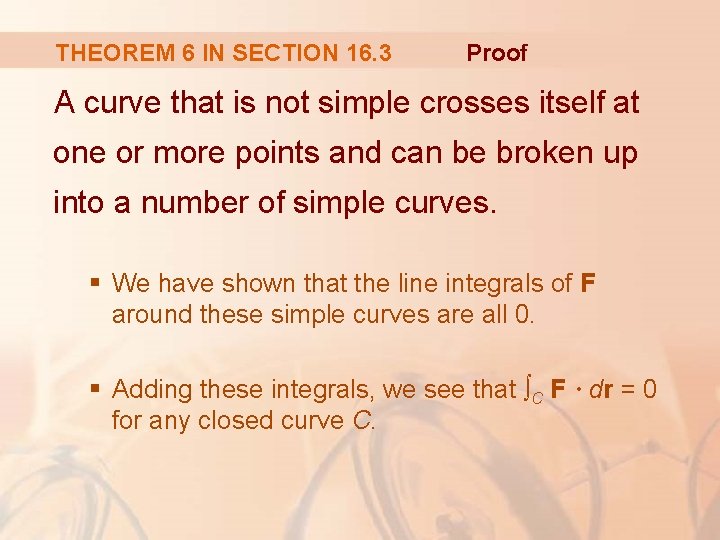 THEOREM 6 IN SECTION 16. 3 Proof A curve that is not simple crosses