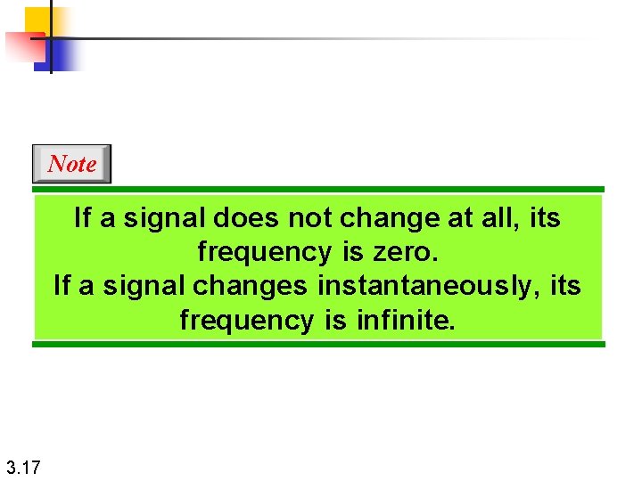 Note If a signal does not change at all, its frequency is zero. If
