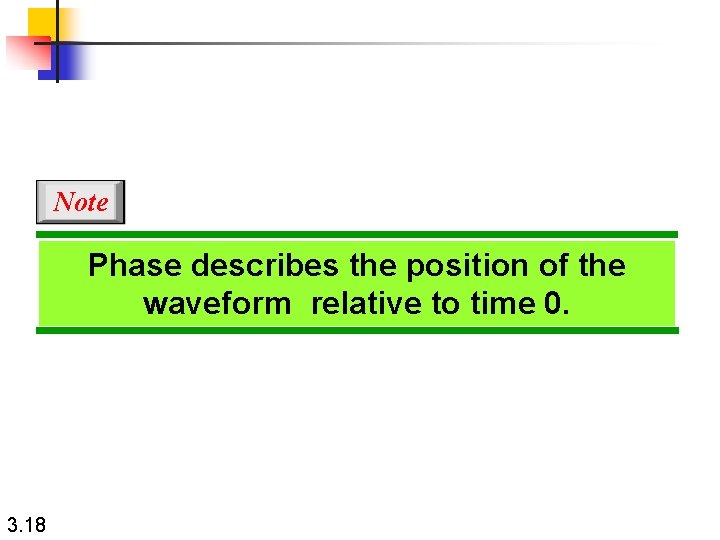 Note Phase describes the position of the waveform relative to time 0. 3. 18