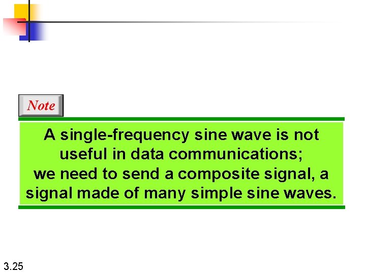 Note A single-frequency sine wave is not useful in data communications; we need to