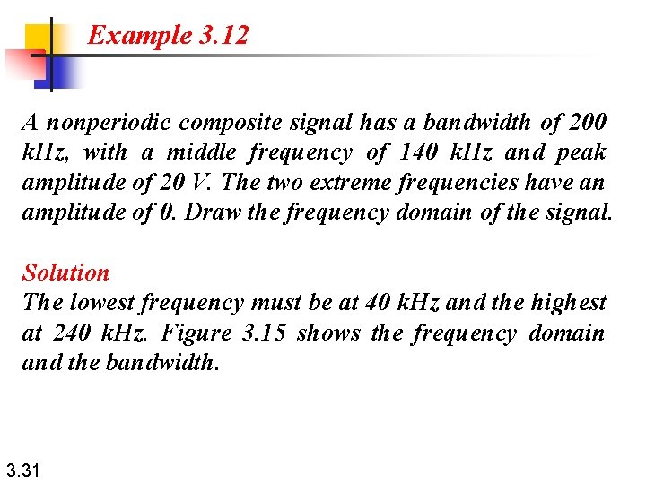 Example 3. 12 A nonperiodic composite signal has a bandwidth of 200 k. Hz,