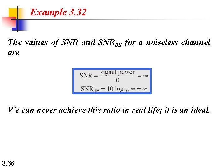 Example 3. 32 The values of SNR and SNRd. B for a noiseless channel