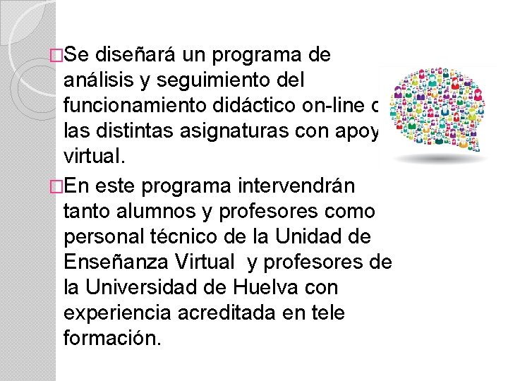 �Se diseñará un programa de análisis y seguimiento del funcionamiento didáctico on-line de las