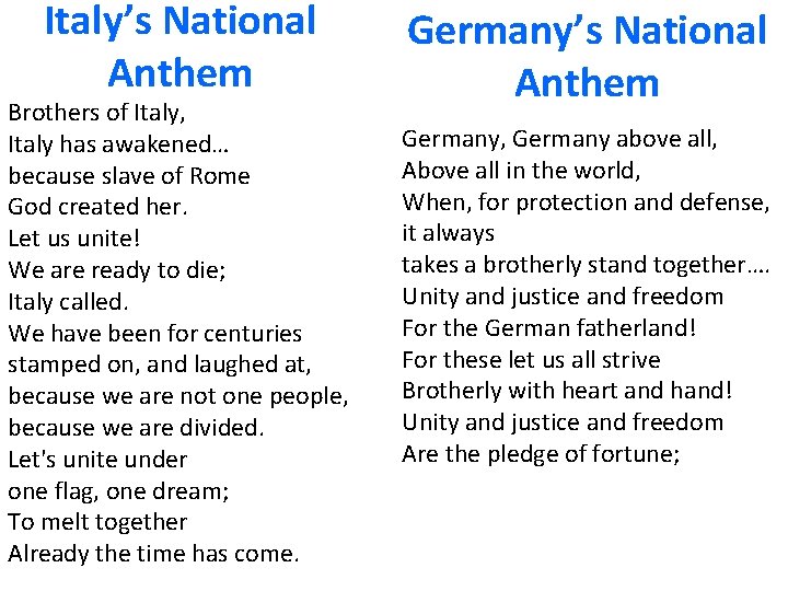 Italy’s National Anthem Brothers of Italy, Italy has awakened… because slave of Rome God