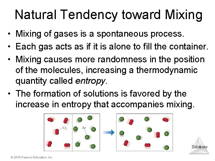 Natural Tendency toward Mixing • Mixing of gases is a spontaneous process. • Each