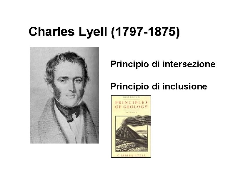 Charles Lyell (1797 -1875) Principio di intersezione Principio di inclusione 