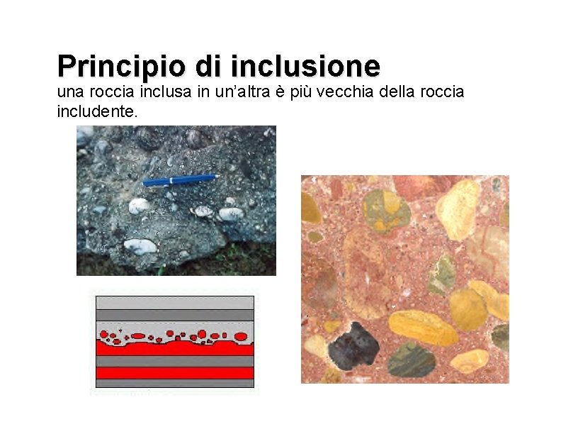 Principio di inclusione una roccia inclusa in un’altra è più vecchia della roccia includente.