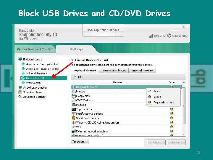 Block USB Drives and CD/DVD Drives 23 