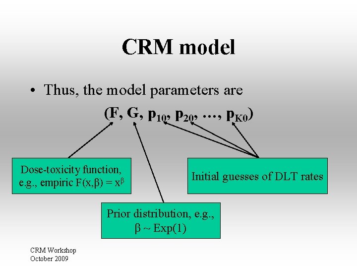 CRM model • Thus, the model parameters are (F, G, p 10, p 20, CRM model • Thus, the model parameters are (F, G, p 10, p 20,