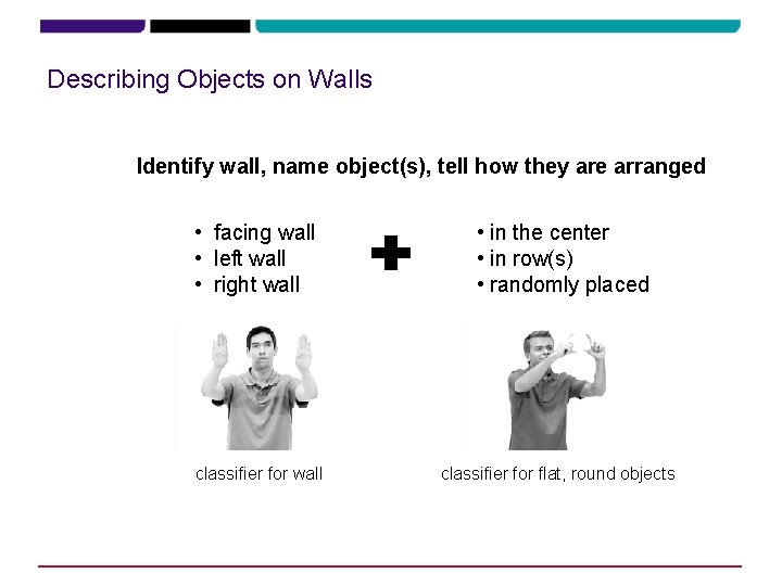 Describing Objects on Walls Identify wall, name object(s), tell how they are arranged • Describing Objects on Walls Identify wall, name object(s), tell how they are arranged •
