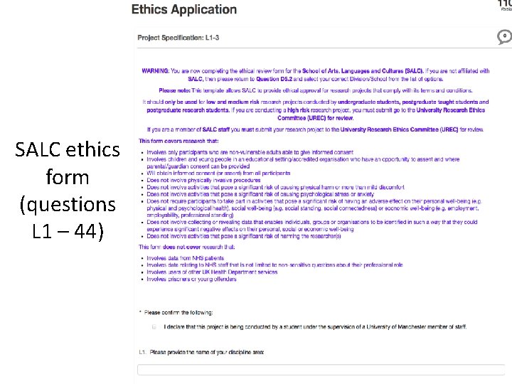 SALC ethics form (questions L 1 – 44) SALC ethics form (questions L 1 – 44)