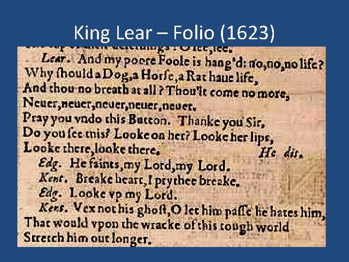 King Lear – Folio (1623) 