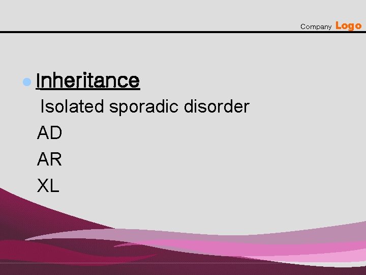 Company l Inheritance Isolated sporadic disorder AD AR XL Logo 
