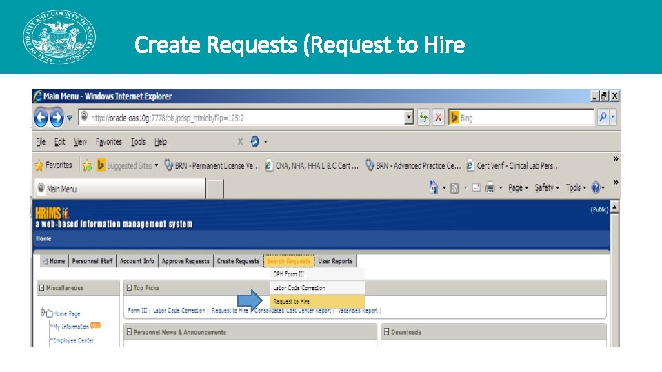 Create Requests (Request to Hire) Create Requests (Request to Hire)