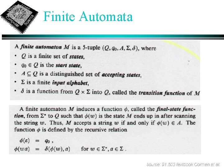 Finite Automata source: 91. 503 textbook Cormen et al. 