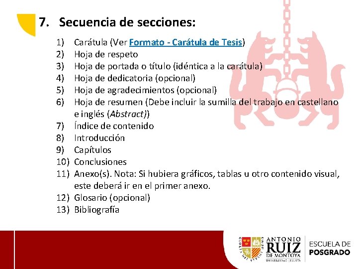 7. Secuencia de secciones: 1) 2) 3) 4) 5) 6) 7) 8) 9) 10)