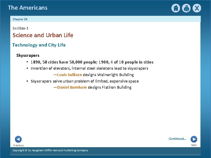 The Americans Chapter 16 Section-1 Science and Urban Life Technology and City Life Skyscrapers