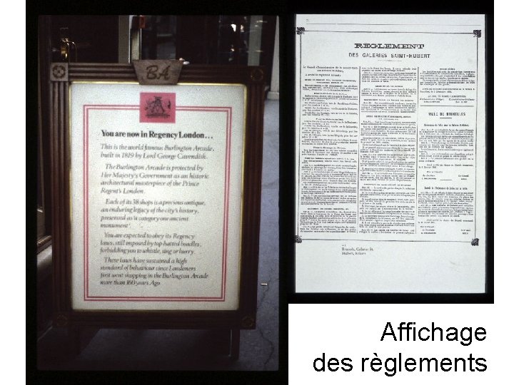 Affichage des règlements 