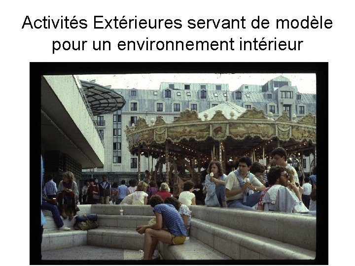 Activités Extérieures servant de modèle pour un environnement intérieur 