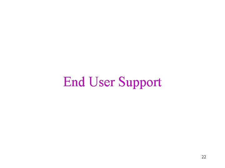 End User Support 22 End User Support 22