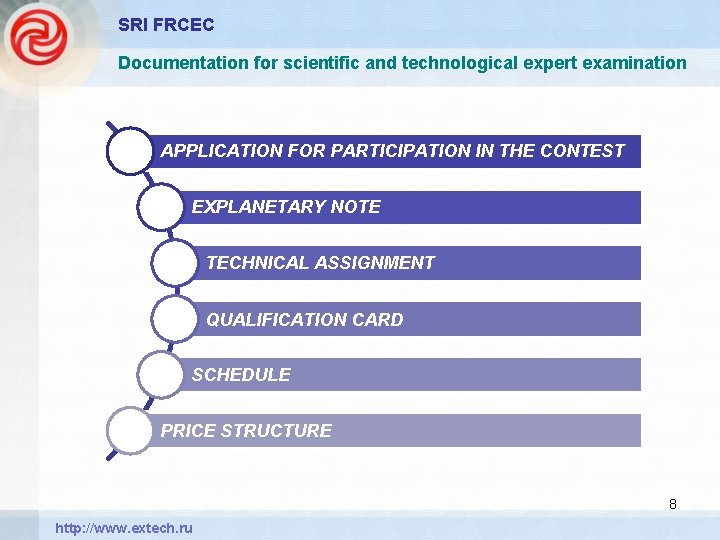 SRI FRCEC Documentation for scientific and technological expert examination APPLICATION FOR PARTICIPATION IN THE