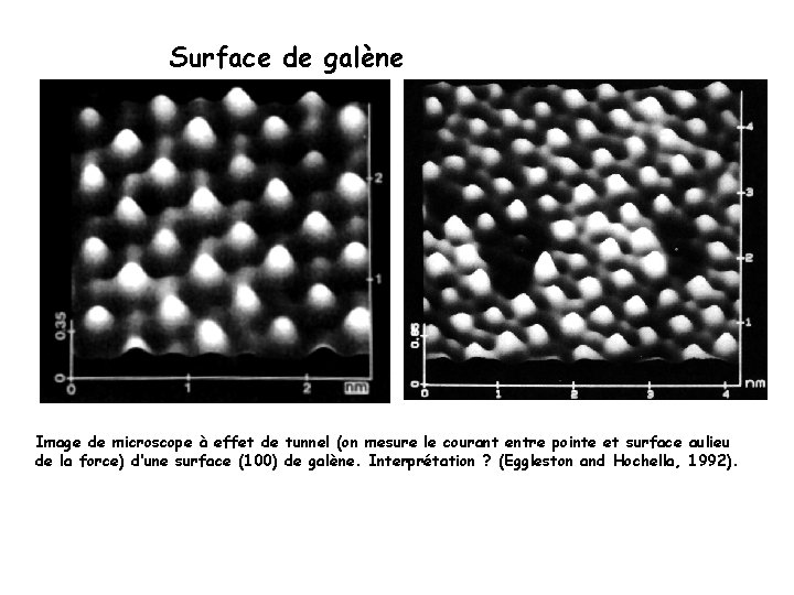 Surface de galène Image de microscope à effet de tunnel (on mesure le courant