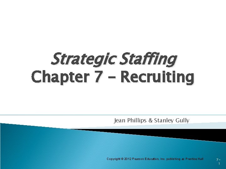 Strategic Staffing Chapter 7 – Recruiting Jean Phillips & Stanley Gully Copyright © 2012