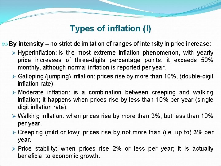 Types of inflation (I) By intensity – no strict delimitation of ranges of intensity