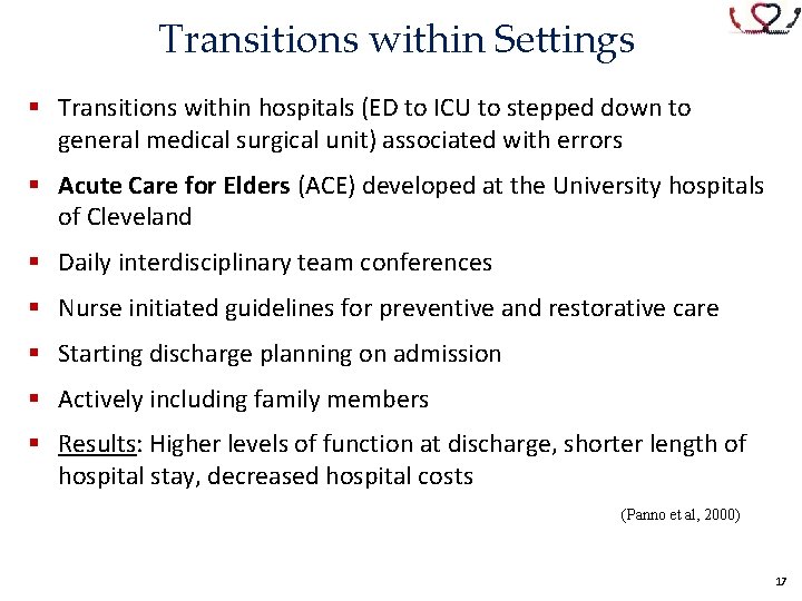 Transitions within Settings § Transitions within hospitals (ED to ICU to stepped down to