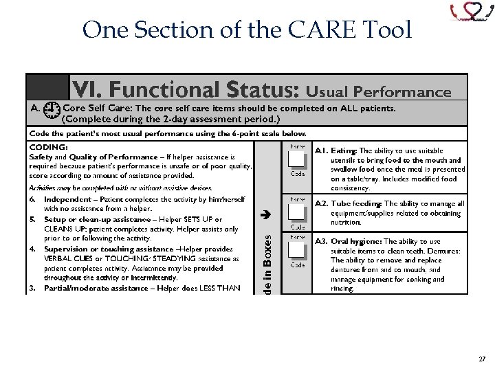 One Section of the CARE Tool 27 