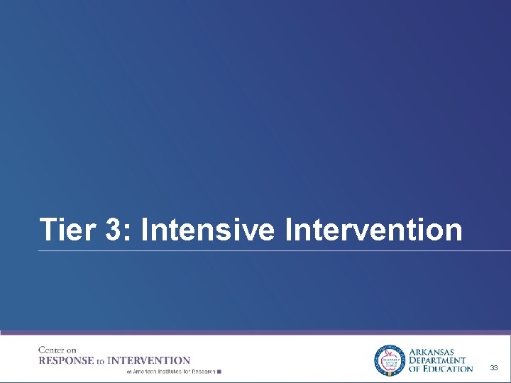 Tier 3: Intensive Intervention 33 