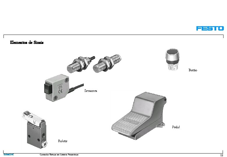 Elementos de Sinais Botão Sensores Pedal Rolete DIDACTIC Comandos Elétricos em Sistemas Pneumáticos 12