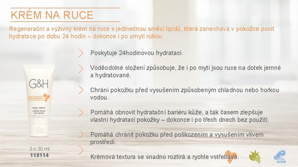 KRÉM NA RUCE Regenerační a výživný krém na ruce s jedinečnou směsí lipidů, která