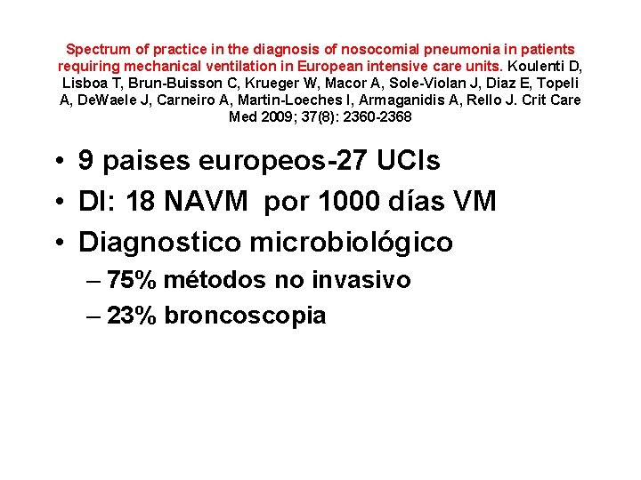 Spectrum of practice in the diagnosis of nosocomial pneumonia in patients requiring mechanical ventilation