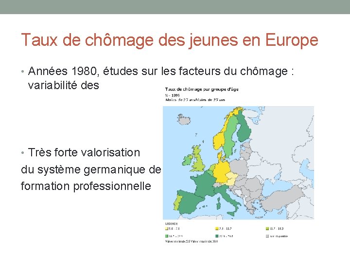 Taux de chômage des jeunes en Europe • Années 1980, études sur les facteurs