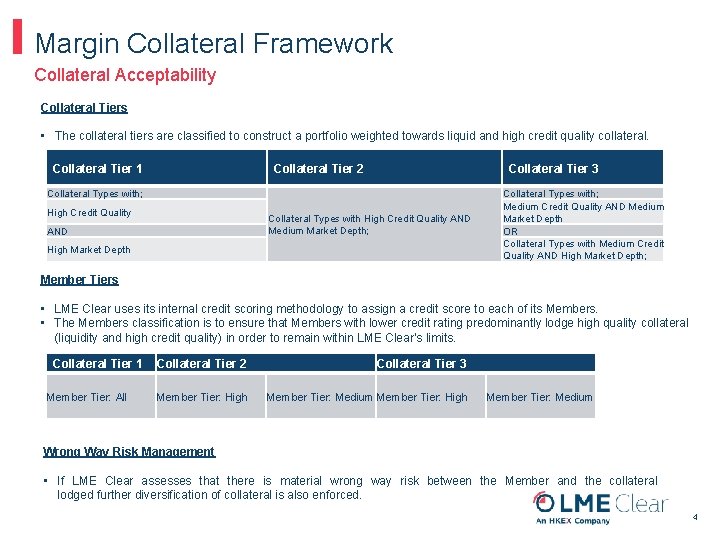 Margin Collateral Framework Collateral Acceptability Collateral Tiers • The collateral tiers are classified to