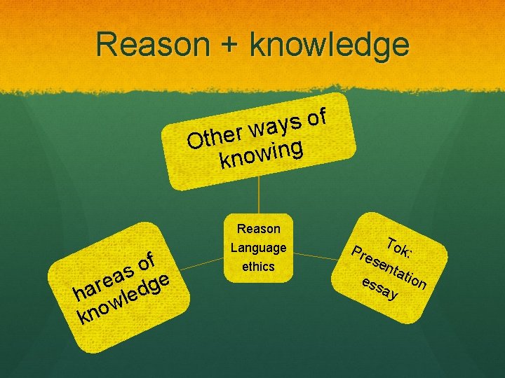 Reason + knowledge f o s y a w r e Oth g n