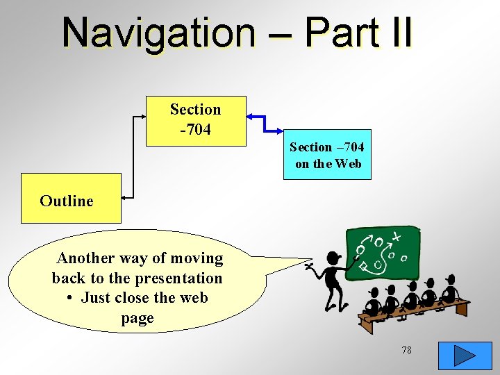 Navigation – Part II Section -704 Section – 704 on the Web Outline Another