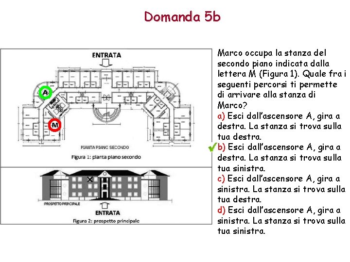 Domanda 5 b Marco occupa la stanza del secondo piano indicata dalla lettera M