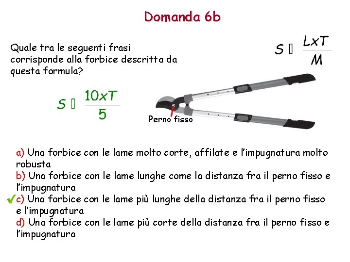 Domanda 6 b Quale tra le seguenti frasi corrisponde alla forbice descritta da questa