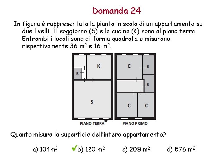 Domanda 24 In figura è rappresentata la pianta in scala di un appartamento su