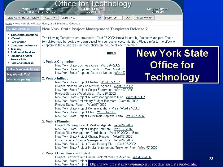 New York State Office for Technology 33 TM http: //www. oft. state. ny. us/pmmp/guidebook