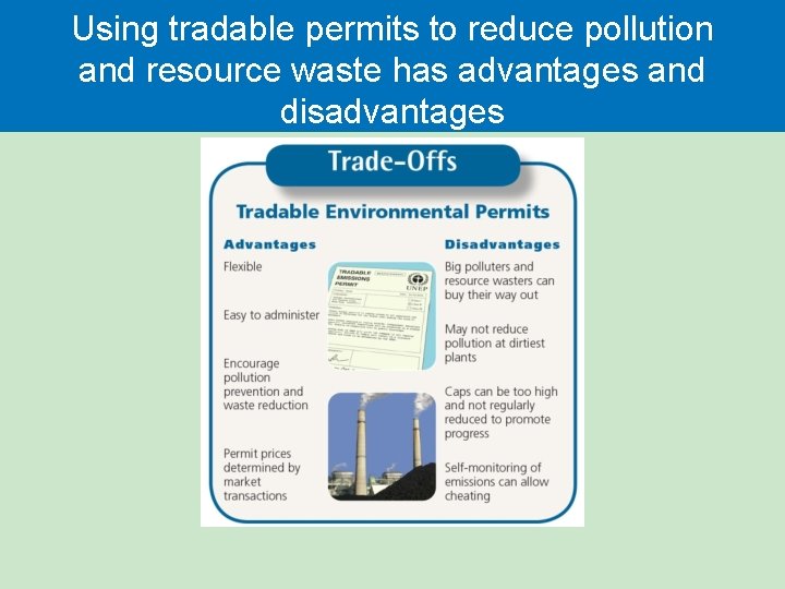 Using tradable permits to reduce pollution and resource waste has advantages and disadvantages 