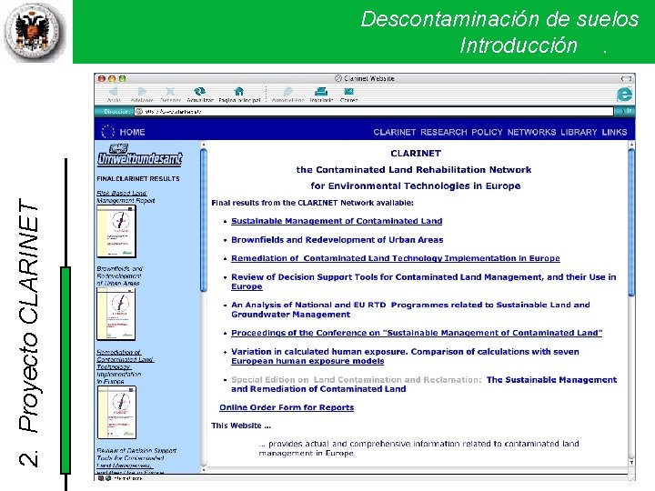 2. Proyecto CLARINET Descontaminación de suelos Introducción . 